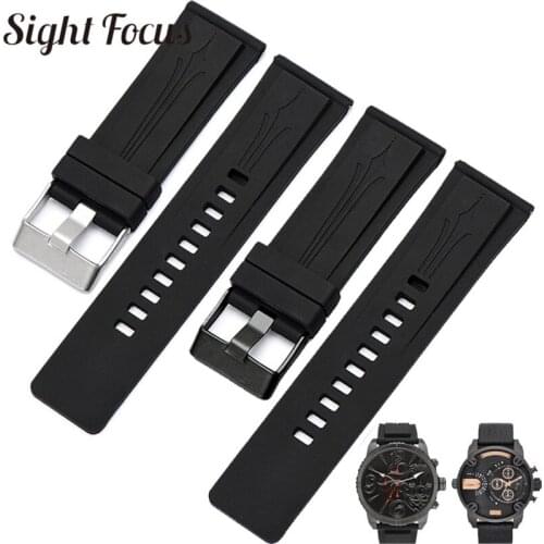 Rubber Silicone Men Watchbands for Panerai Diesel DZMC0001 Watch Accessories 26mm Black Watch Straps Belt Masculino Bracelet Men