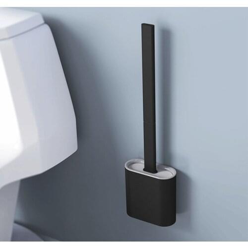 1 Pc Soft Silicone Head Toilet Brush Wall-Mount Household Cleaning Tool Bathroom Accessories Detachable Handle Without Dead Ends
