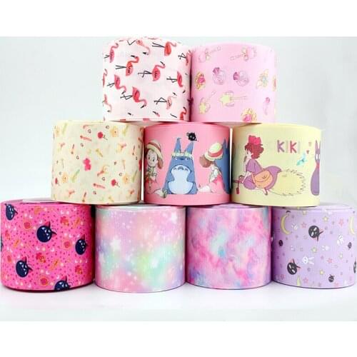 Wide cartoon character printed grosgrain ribbon new 57mm 10 yard handmade fabric diy bows party derection ribbons