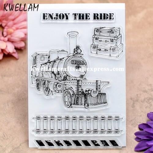 ENJOY THE RIDE Train Scrapbook DIY photo cards rubber stamp clear stamp transparent stamp 10x14.5cm KW8010223