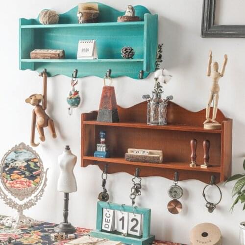 American Porch Storage Holders Racks Wall Hook Wall Hanging Key Rack Hanger Hooks Retro Wooden Storage Box Home Deaoration