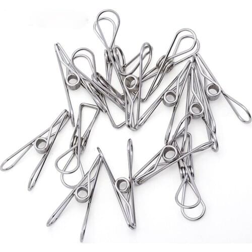 Sainwin 20pcs/lot Stainless Steel Clip Hanger Clothes Peg Towel Socks Clip Pants Clothes Underwear Clips Small Metal Clips
