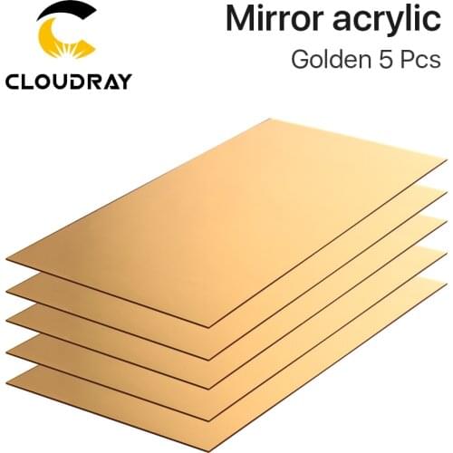 Cloudray Mirror Acrylic 5pcs Gold Silver 30*60*0.3cm DIY Testing Material Wholesale for Co2 Cutting & Engraving Machine