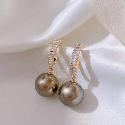 Fashion Korean Oversized Pearl Drop Earrings for Women Bohemian Golden Round Pearl Wedding Earrings Jewelry
