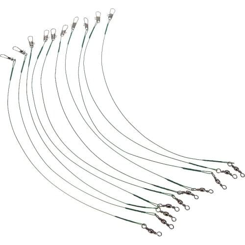 10Pcs Fishing Wire Leaders Fishing Trace Lures Leash Line Leader Steel Wire Spinner With Swivel for Carp pesca Fishing Accessory
