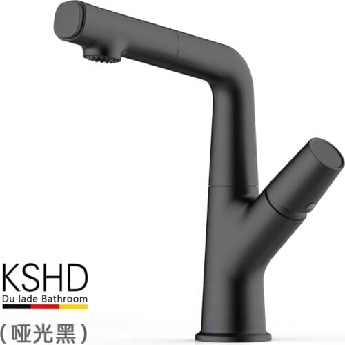 100% copper brushed gold kitchen bathroom basin faucet lift rotary pull single hole sink faucet hair black and white