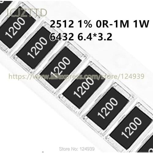 100PCS 2512 1% 1W F 6432 6.4*3.2 1.5K 1K5 1.6K 1K6 1.8K 1K8 2K 2K0 2.2K 2K2 2.4K 2K4 2.7K 2K7 3K 3K0 3.3K 3K3 3.6K 3K6 3.9K 3K9