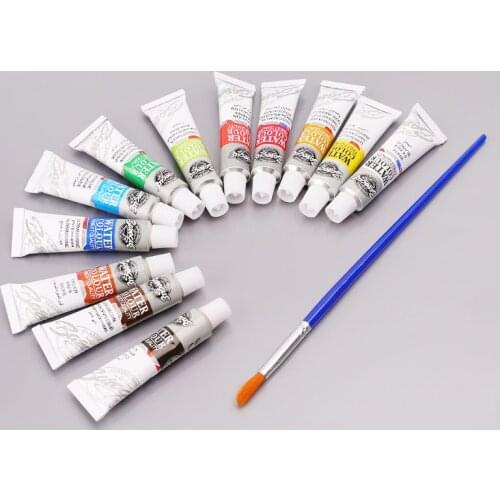 12 Colors 6ml Paint Tube with Brush Pen Drawing Painting Watercolor Pigment Set Art Supplies Wholesale Drop Ship