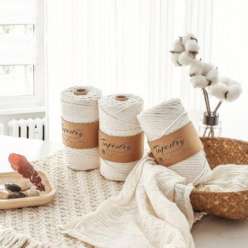 2mm 3mm 5mm Macrame Rope Twisted String Cotton Cord For Handmade Natural Beige Rope DIY Home Wedding Accessories Gift