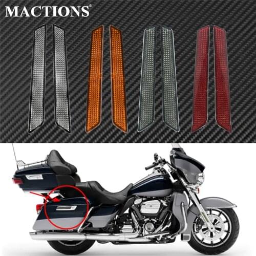 Motorcycle 2PCS Hard Saddlebag Guard Latch Reflector Cover 4 Colors ABS For Harley Touring Road King Road Street Glide 2014-18
