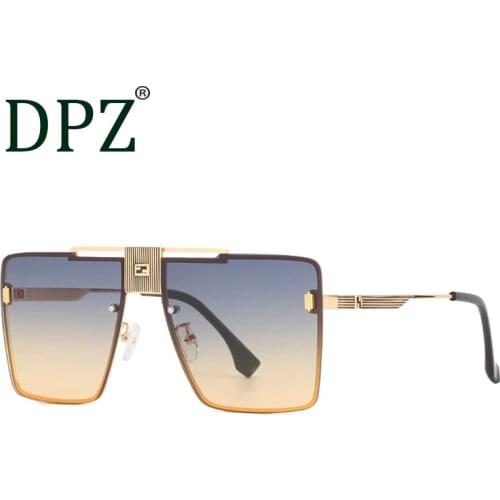 2021 DPZ New luxury brand men retro modern sunglasses women fashion metal rimless pilot sunglasses UV400 Oculos De Sol