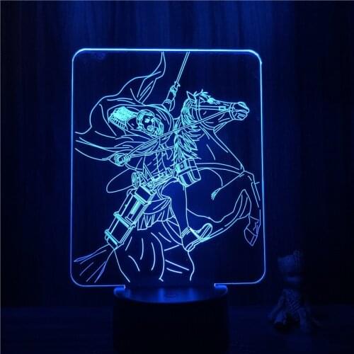 3D Lamp Anime Attack on Titan Erwin Smith Horse Riding LED NightLight Figure 7 Colors Touch Table Bedroom Decor Night Light Gift