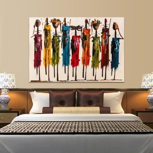 Abstract African Woman Oil Painting on Canvas Posters and Prints Wall Art Portrait Pictures for Living Room Home Decoration