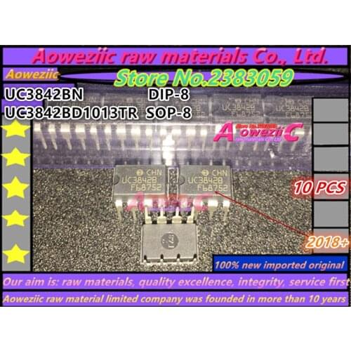 Aoweziic 2018+ 100%new imported original UC3842BN UC3842B DIP-8 UC3842BD1013TR 3842B SOP-8 Switching power chip UC3842