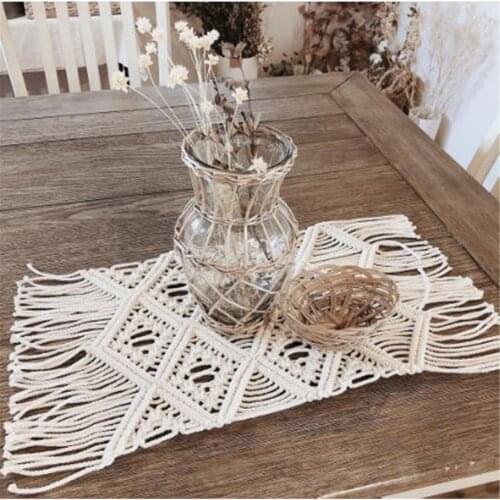 2021 Bohemian Table Runner Handmade Table Tapestry Hand-woven Macrame Table Runner With Tassels Wedding Party Home Decoration