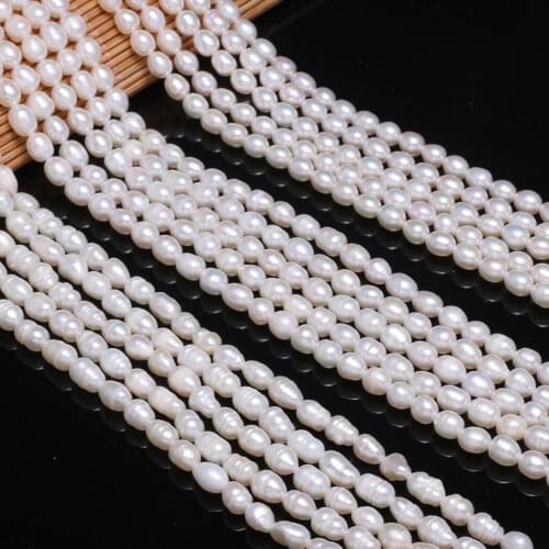 Natural Freshwater Pearl Beads High Quality Rice Shape Punch Loose Beads DIY Elegant Necklace Bracelet for Jewelry Making 5-6MM