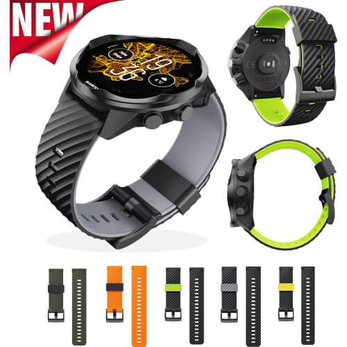 Correa Hit color Silicone Strap For Suunto 7/ Suunto 9 baro/ Suunto Spartan Sport Wrist HR / Suunto D5 Watch band 24mm Bracelet
