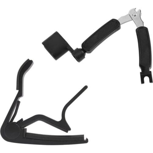 One Hand Quick Change Capo with 3 in 1 Guitar Peg String Winder + String Pin Puller + String Cutter
