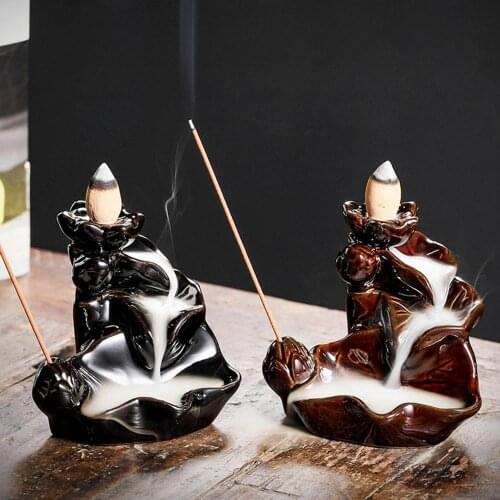 Mini Incense Burner Chinese Style Incense Holder Mountain Stream Ceramic Incense Burner Censer Glazed Porcelain Incense Burners
