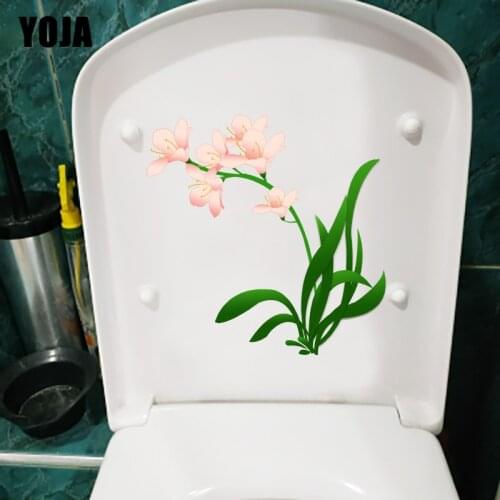 YOJA 22.1*21.9CM Gentleman Orchid Classical Bathroom Toilet Sticker Fresh Home Wall Decor T1-1113
