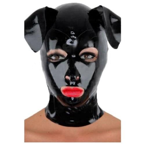 Latex Rubber Mask Hood Gummi 0.4mm with Tails for Catsuit Unisex Party Wear bdsm mask bdsm sex fetish men bdsm hood fetish