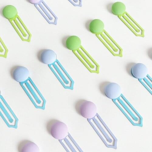 Cute Macarone Metal Bookmark Decorative Paper Clip Student Stationery Color Paper Clip Bookmarks For Books Book Marks Bookmarker