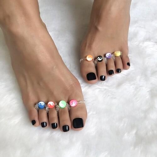 New Summer Beach Vacation Knuckle Foot Ring Acrylic Yin Yang Toe Rings for Women Girls Finger Ring Adjustable Jewellery Gifts