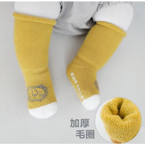 Newborn 19 Autumn and Winter New Terry Thickened Baby Socks Neonatal Socks Anti-skid Baby Socks Childrens Cotton Socks