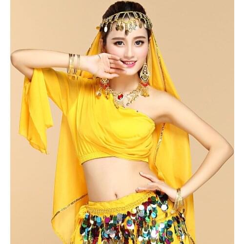 New Womens Belly Dance Costume Lace Long Sleeve Top Bra Indian Oriental Tops&Tees Performance Stage Clothing Festival Dancewear