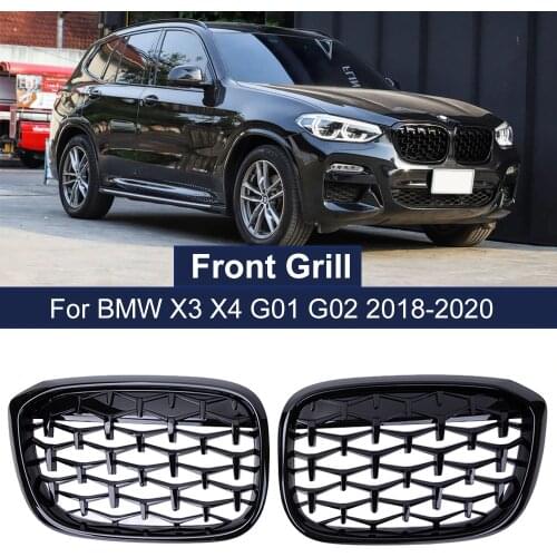 2PCS Car Front Grills Kidney Grill For BMW X3 G01 G08 X4 G02 2018 2019 2020 Bumper Diamond Trim Racing Grille Meteor Styling