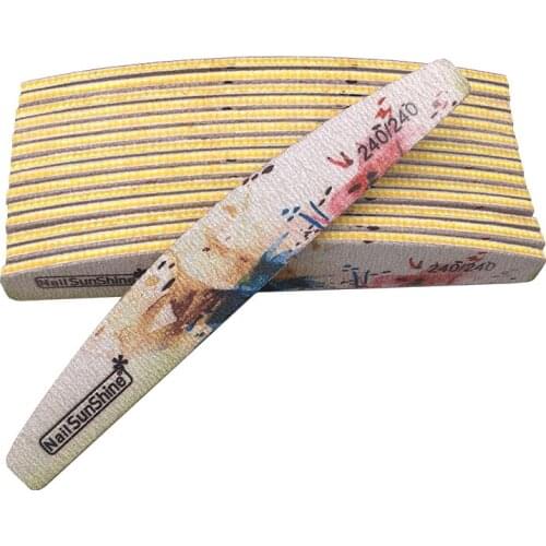 50pcs/lot 240/240 Grit Files Thick Sandpaper Nail Buffer Emery Board Buffering Files Colorful Washable Manicure Nail Supplier