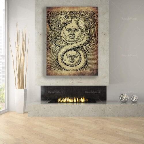 Trismegistus Ouroboros Poster, Occult Print, Art Decor, Ancient Illustration, Magick Decoration, Alchemy Art,Esoteric Home Decor