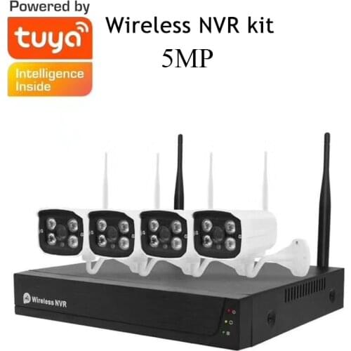 Tuya Smart Life 4CH 5MP FHD Video System Surveillance Camera NVR Kit Wireless WIFI CCTV System Camera Security System