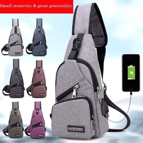 2021 New Arrival Male Shoulder Bags USB Charging Crossbody Bags Men Anti Theft Chest Bag School Canvas Short Trip Messengers Bag