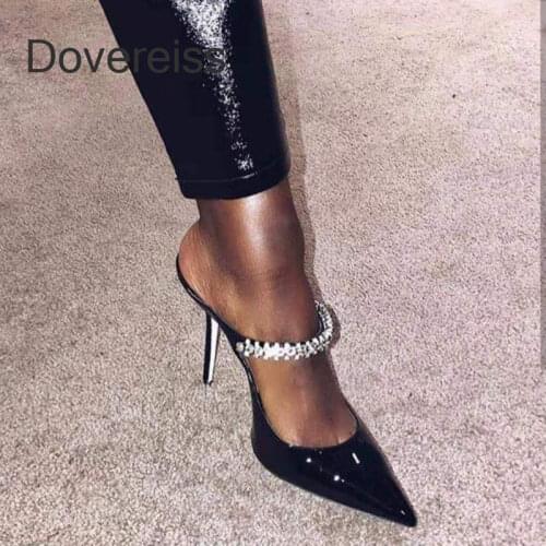 Dovereiss Fashion Womens Shoes Summer Consice Sexy Clear Heels Mules Elegant Slippers Beige Party Shoes Big Size44 45 46