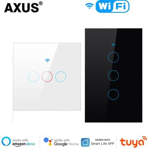 EU/US Tuya WiFi Smart Light Switch Glass Panel Touch Switch Sensor Smart Wall Switch Alexa Google Home Voice Control 1/2/3 Gang