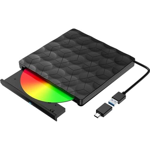 External CD DVD Drive USB 3.0 & Type-C External CD DVD - / + RW Burner Low Noise External Drive for Laptop, Desktop