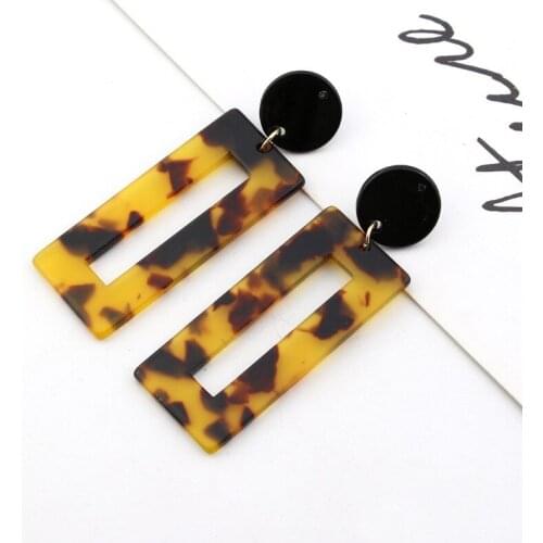 Japan and South Korea Contracted Big Acetate Leopard Print Edition of Earrings Acrylic Resin Plate Geometry