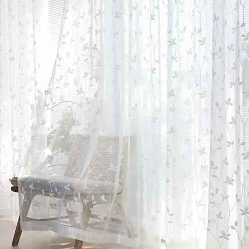 Chicity Home Decor curtains floral For Living room Embroidered leaf Sheer curtain for bedroom Soft Tulle for kitchen customized