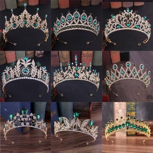 Green Princess Tiaras Crowns Headband Girls Show Bridal Prom Bride Bridesmaid Gift Wedding Party Accessiories Hair Jewelry
