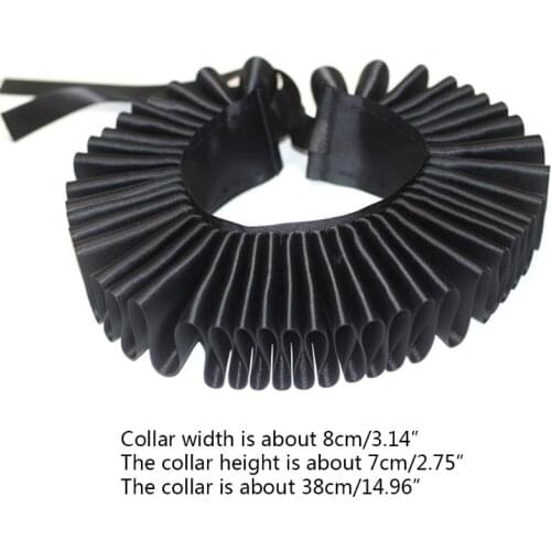Womens Victorian Renaissance Ruffled Neck Collar Satin Clown Cosplay Choker 97QE