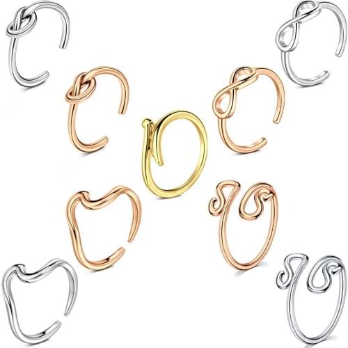 Ladies Adjustable Toe Ring Simple Band Opening Stainless Steel Finger Knuckle Tail Ring Hypoallergenic Sandals Foot Accessories