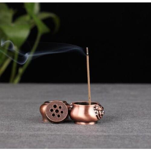 1Pcs 7 Holes Multifunction Zinc-copper Alloy Vintage Design Mini Size Incense Burner Buddha Temple Incense Home Teahouse Decor