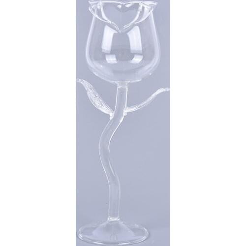 1Pc Creative Wine Glass Rose Flower Shape Goblet Lead-Free Red Wine Cocktail Glasses Home Wedding Party Barware Drinkware Gifts