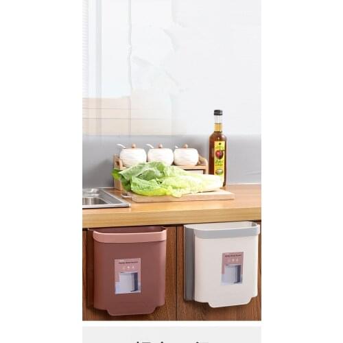 1PC Wall Mounted Folding Waste Bin Kitchen Cabinet Door Hanging Trash Bin Garbage Car Trash Can Handy Home Bucket OK 1122