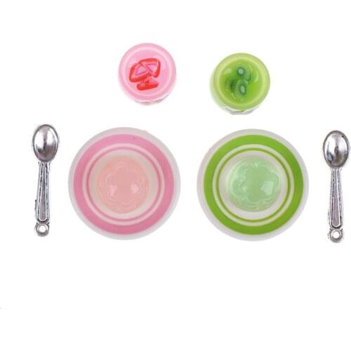 4Pcs/set 1/12 1/6 Dollhouse Miniature Food Jam Pudding Dolls House Kitchen Toys Accessories