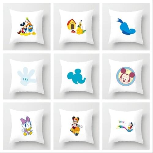 45x45cm Cartoons Mickey Minnie Donald Duck Home Peach skin printing Pillow pillowcase Childrens room sofa Decorative pillowcase