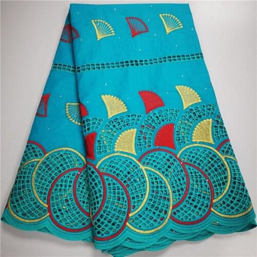 5 Yard Dry Lace Fabric Latest Heavy Beaded Embroidery African 100% Cotton Swiss Voile Popular Dubai Style For Party Wedding 9L93