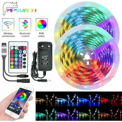 5050 Led Lights Strips RGB Diode Tape Bluetooth Controller Power Adapter For Home 5M 10M 15M 20M Background Lighting Luces LED