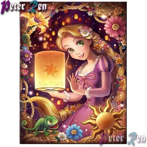 5d Diamond Painting Cross Stitch Rapunzel girl with animal DIY full Square\Round Embroidery Rhinestone picture Girl Holiday gift